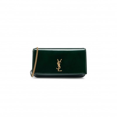 YSL MONOGRAM PHONE HOLDER WITH STRAP IN PATENT LEATHER 635095 (18*11*2cm)